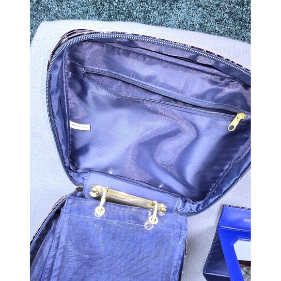 SeneGence Cosmetic Makeup Travel Bag Zipper Case With Mirror Set Faux Crocodile - Picture 4 of 14